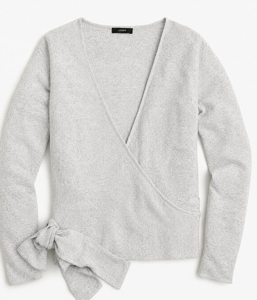 J. Crew Women's Long Sleeve Linen Wrapped Cardigan Sweater Light Gray Size M